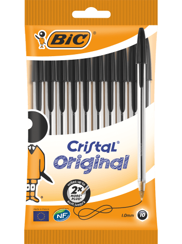 Bic Kugelschreiber Cristal Medium, 10 Kulis in Schwarz, Strichstärke 0,4 mm