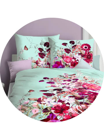 JACK 2 tlg. Mako Satin Bettwäsche 155x220cm Mint Romance in Mint/ Pink
