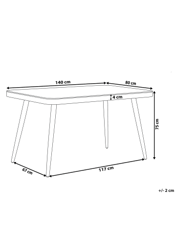 Beliani Esstisch LIPARI in Grau - (W) 80 x (H) 75 x (L) 140 cm