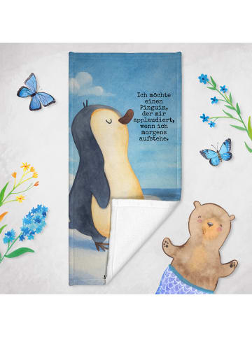 Mr. & Mrs. Panda Badehandtuch Pinguin mHerzieren Design mit Spruch in Weiß