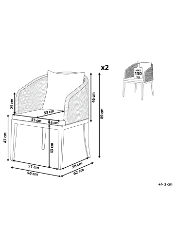 Beliani 6er-Set Sessel LIPARI in Grau