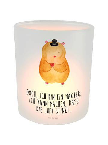 Mr. & Mrs. Panda Windlicht Hamster Hut mit Spruch in Transparent