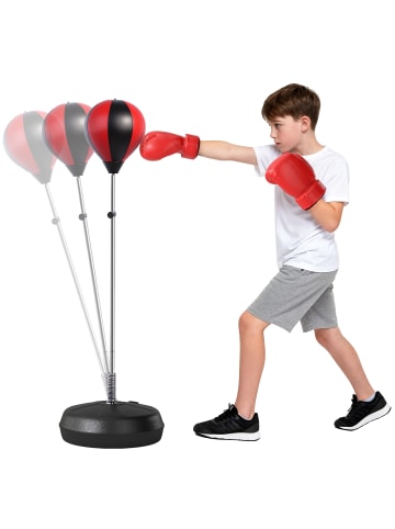 HOMCOM Punchingball Set,Ø43 x 126-144H cm,Rot+Schwarz