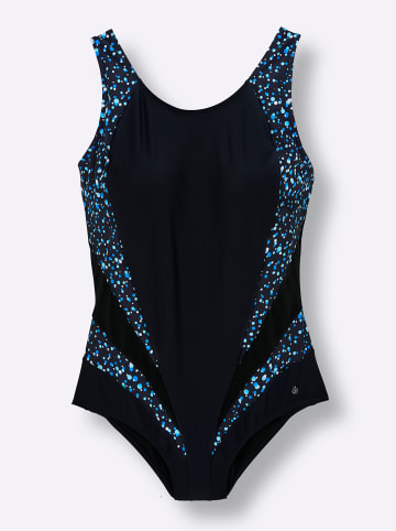 sheego Badeanzug in tiefblau-bedruckt