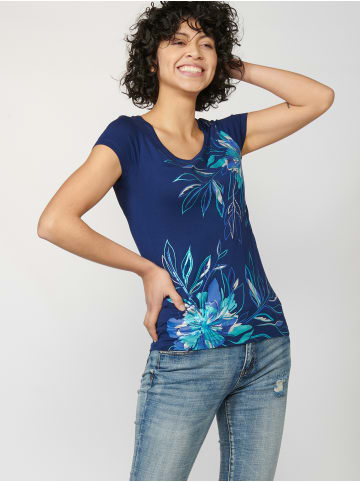 KOROSHI Kurzarm T-Shirt in blau