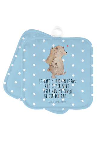 Mr. & Mrs. Panda Topfuntersetzer Papa Bär mit Spruch in Blau Pastell