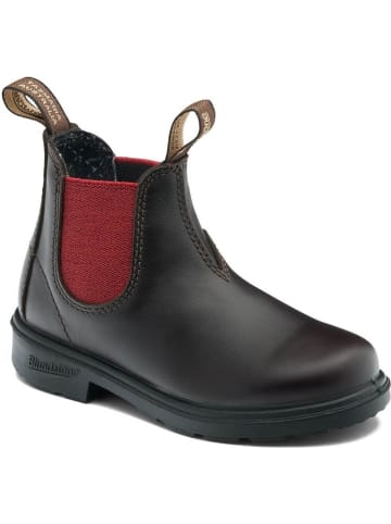 Blundstone Chelsea Boot "2590 Brown Leather with Crimson Elastic (Kids)" in Braun