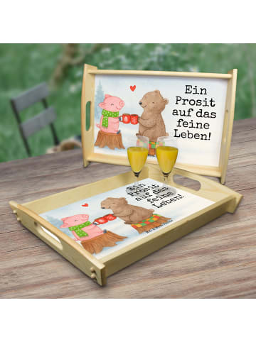 Mr. & Mrs. Panda Tablett Glühschwein Sause Design mit Spruch in Weiß