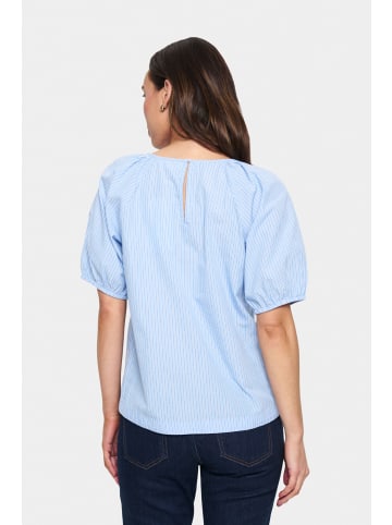 SAINT TROPEZ Kurzarm-Bluse JosefiaSZ Gerade Passform in Airy Blue Ice Stripe