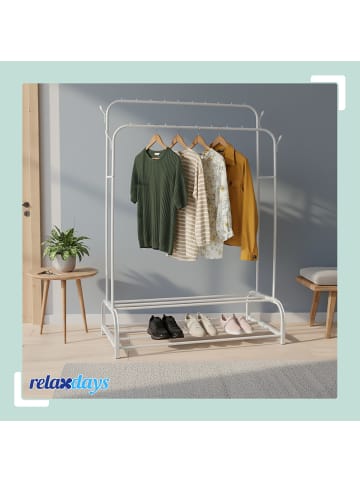 relaxdays Kleiderständer in Weiß - (B)110 x (H)155 x (T)55 cm