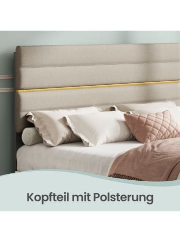 VASAGLE Bettgestell Kacy in Hellbeige - (B)160 x (H)(110-116.5) x (T)202 cm
