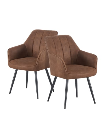 DUBI Möbel 2er-Set: Drehstuhl THOMAS-AMIE in Wildleder-Braun- (B)57 x (H)85 x  (T)62 cm