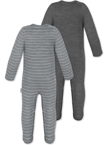 Normani Outdoor Sports 2x MERINO Babystrampler Levin in Grau/Anthrazit
