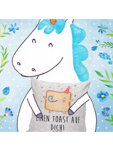 Mr. & Mrs. Panda Kopfkissen Toast Party mit Spruch in Grau Pastell