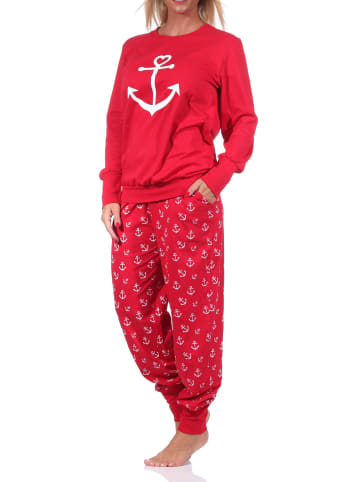 NORMANN Schlafanzug Pyjama Bündchen Anker - 69335 in rot