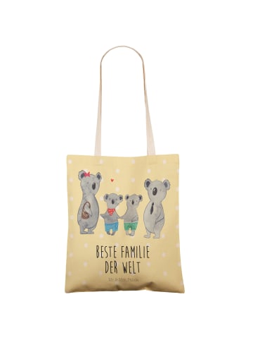 Mr. & Mrs. Panda Schultertasche Koala Familie zwei mit Spruch in Gelb Pastell