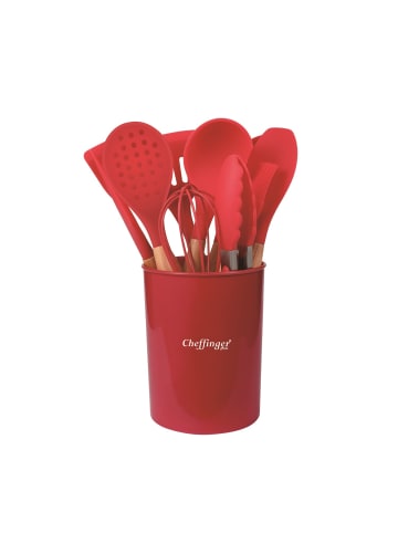 Cheffinger 12-tlg Küchenhelfer-Set mit Holzgriffen in Grau
