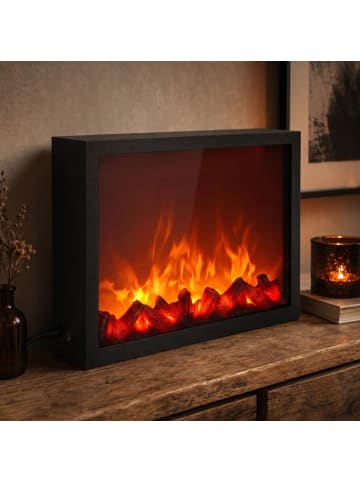 TWILUX LED-Kamin, aus Metall in Schwarz, (B) 41 x (H) 35 x (L) 10 cm