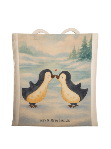 Mr. & Mrs. Panda Uni Tasche Pinguin Liebe Design ohne Spruch in Weiß