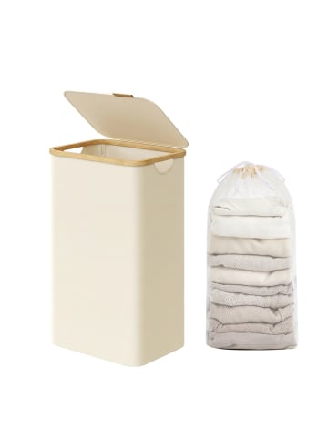 SONGMICS Wäschekorb Roxanne in Weiß - (B)32 x (H)70.5 x (T)42 cm