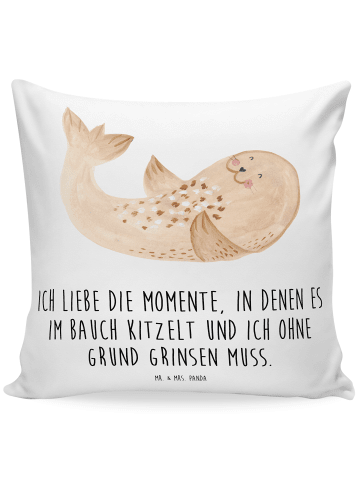 Mr. & Mrs. Panda Kissen 40x40 Robbe Liegen mit Spruch in Weiß