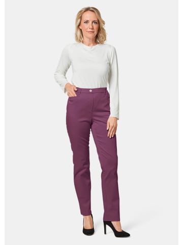 GOLDNER Satin-Baumwollhose mit Stretch in aubergine