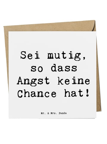 Mr. & Mrs. Panda Einladungskarte Spruch Angst überwinden mit Spruch in Weiß