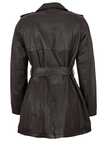 JILANI Leder-Trenchcoat Lammnappa in Dunkelbraun