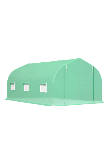 Outsunny Foliengewächshaus,450L × 300B × 205H cm,Grün