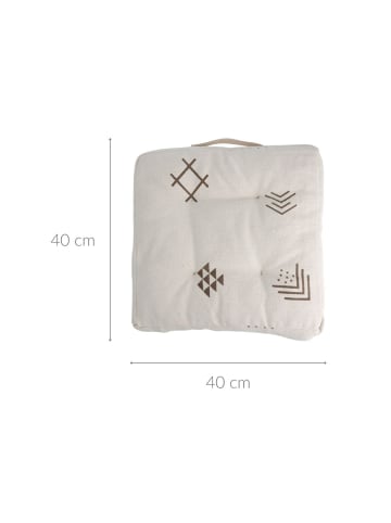 Home&Styling Collection Stuhlkissen, Baumwollbezug, ethnisches Muster in Weiß, 40 x 40 x 6 cm