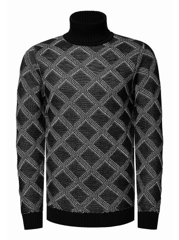 Rusty Neal Grobstrick mit Karomuster Rollkragen-Pullover in Schwarz