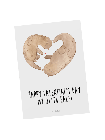 Mr. & Mrs. Panda Postkarte Otter Valentine mit Spruch in Weiß