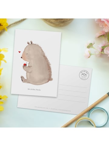 Mr. & Mrs. Panda Ansichtskarte Bär Marienkäfer ohne Spruch in Weiß