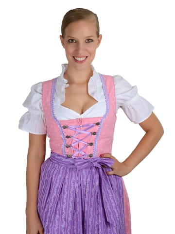 Edelnice Edelnice Midi Dirndl 3-teilig Streublümchen in rosa, weiß, lila