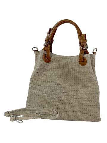 Toscanto Toscanto Handtasche, Umhängetasche Leder taupe, beige ca. 31cm