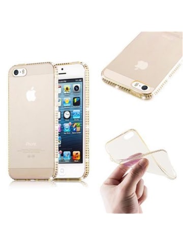 cadorabo Hülle für Apple iPhone 5 / 5S / SE 2016 Strass Design in TRANSPARENT GOLD