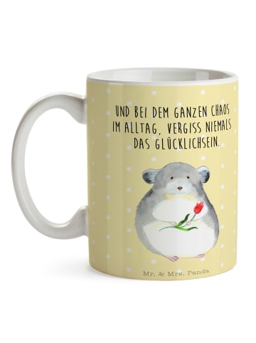 Mr. & Mrs. Panda Teetasse Chinchilla Blume mit Spruch in Gelb Pastell