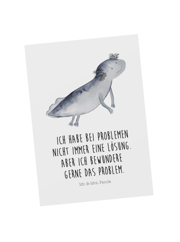 Mr. & Mrs. Panda Ansichtskarte Axolotl Schwimmen mit Spruch in Weiß