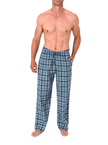 NORMANN Lange Schlafanzug Pyjama Flanell Hose kariert - 88097 in marine