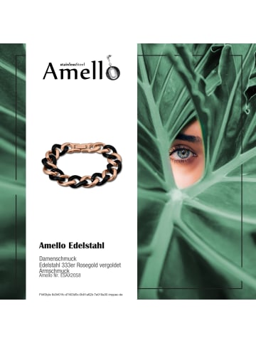 Amello Armband Edelstahl 333er Rosegold vergoldet, Keramik ca. 18,5cm Panzer