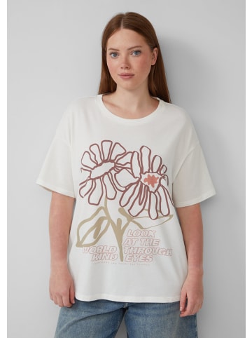 QS T-Shirt kurzarm in Creme