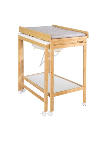 roba Style' Bade-Wickelkombi Grau, Holz natur, mit Wanne & Wickelauflage