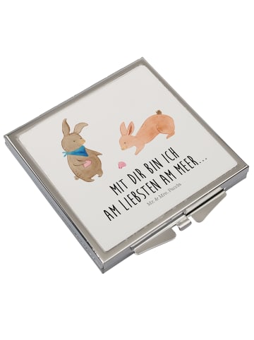 Mr. & Mrs. Panda Schminkspiegel Hasen Muschel mit Spruch in Weiß