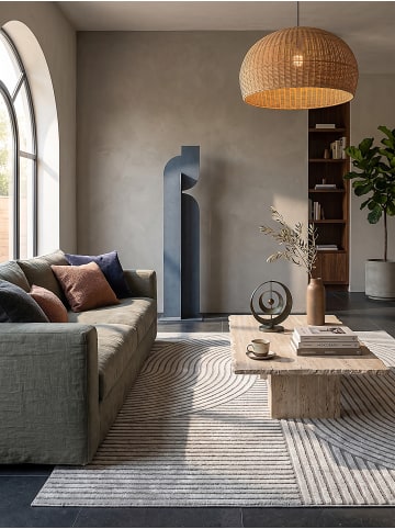 KADIMA DESIGN Teppich Kurzflor mit Zen-Dessin, pflegeleicht und flach im Aufbau in Grau