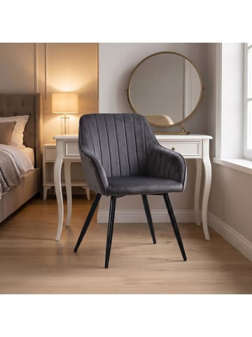 relaxdays 2 x Esszimmerstuhl in Anthrazit - (B)61 x (H)81 x (T)56 cm