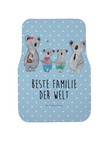 Mr. & Mrs. Panda Fahrzeugteppich Koala Familie zwei mit Spruch in Blau Pastell