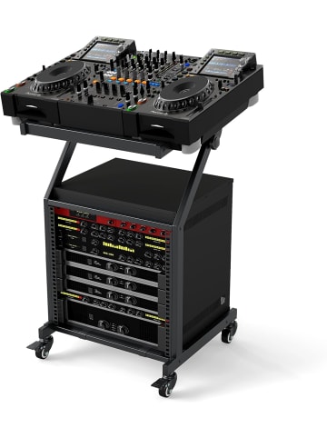 COSTWAY Mobiler Rack Wagen DJ Audioständer in Schwarz