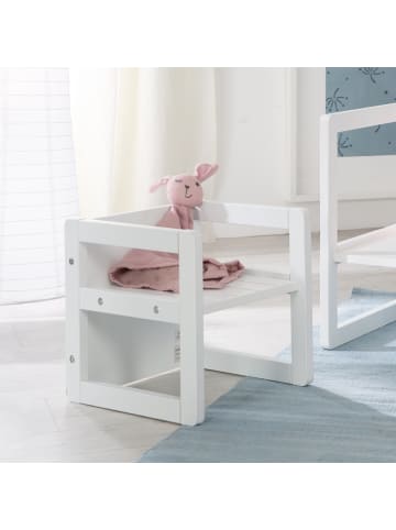 roba Kinder-Sitzhocker im Landhausstil, 3-fach höhenverstellbar, weiß