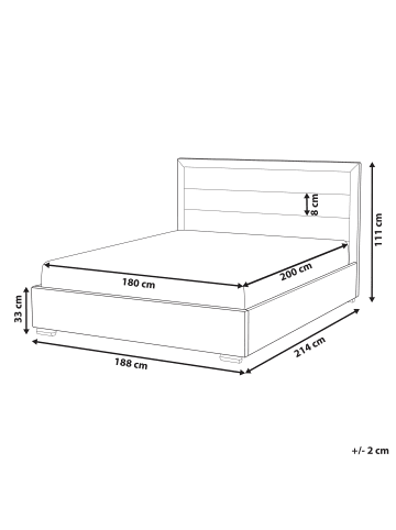 Beliani Wasserbett ROUEN in Beige/Schwarz - (W) 188 x (H) 111 x (L) 214 cm