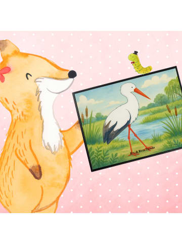 Mr. & Mrs. Panda Tischschoner Storch Design ohne Spruch in Weiß